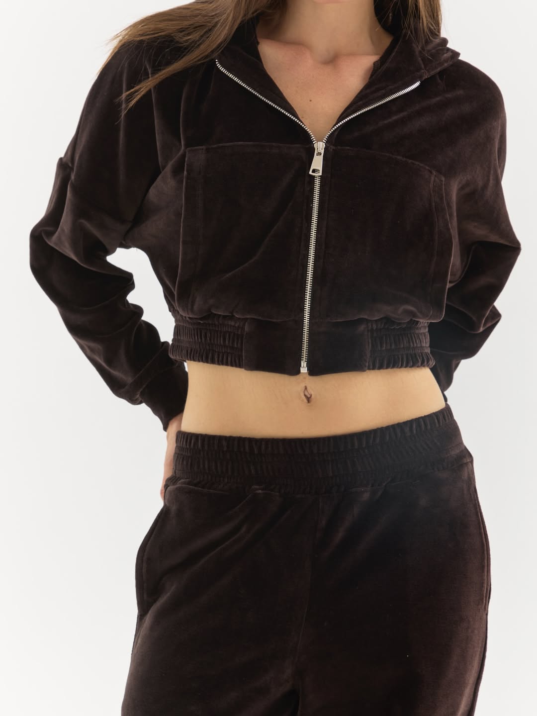 Brown Cropp Hoodie and Straight-Cut Trousers
