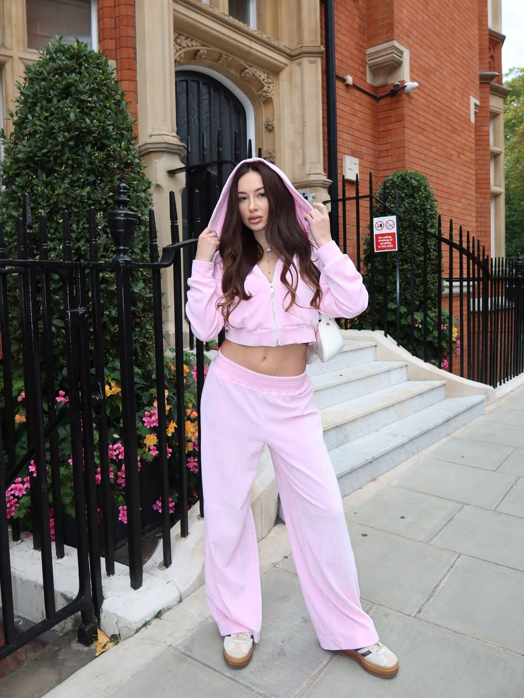 Pink Cropp Hoodie and Straight-Cut Trousers