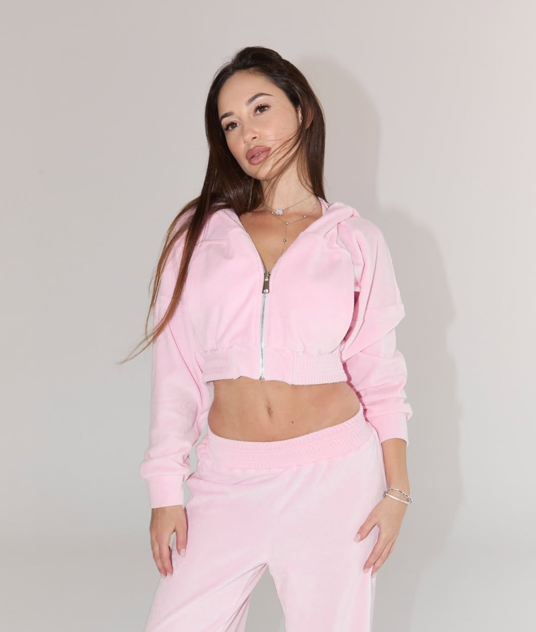 Pink Cropp Hoodie and Straight-Cut Trousers