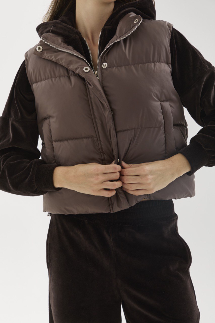 Waterproof Puffer Vest (Sizes XS–L) (Brown)