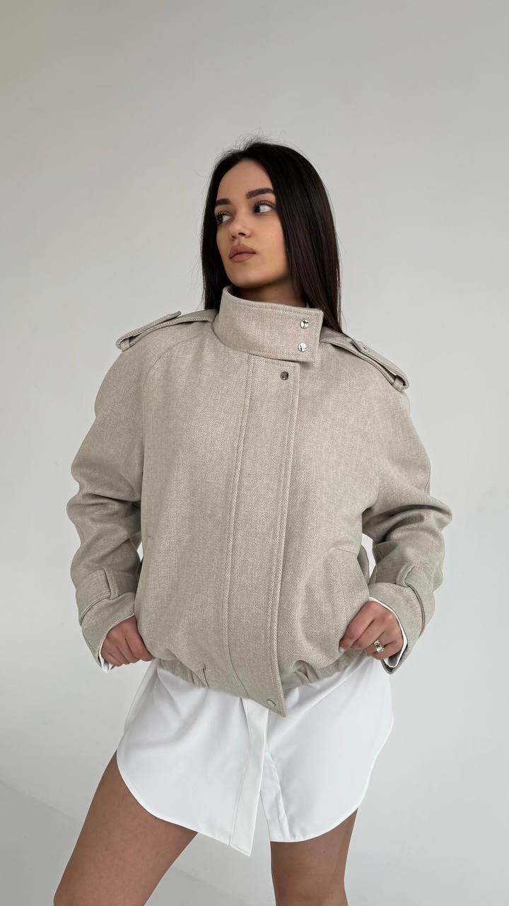 Beige Bomber Jacket