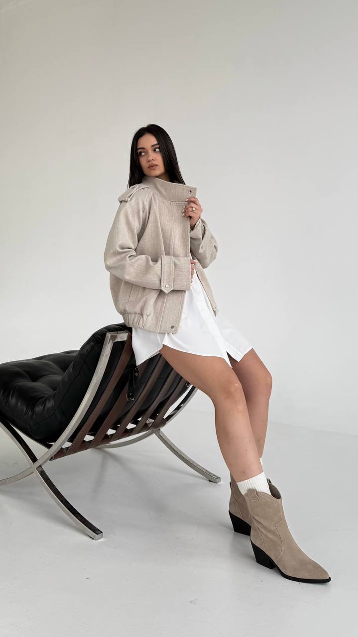 Beige Bomber Jacket