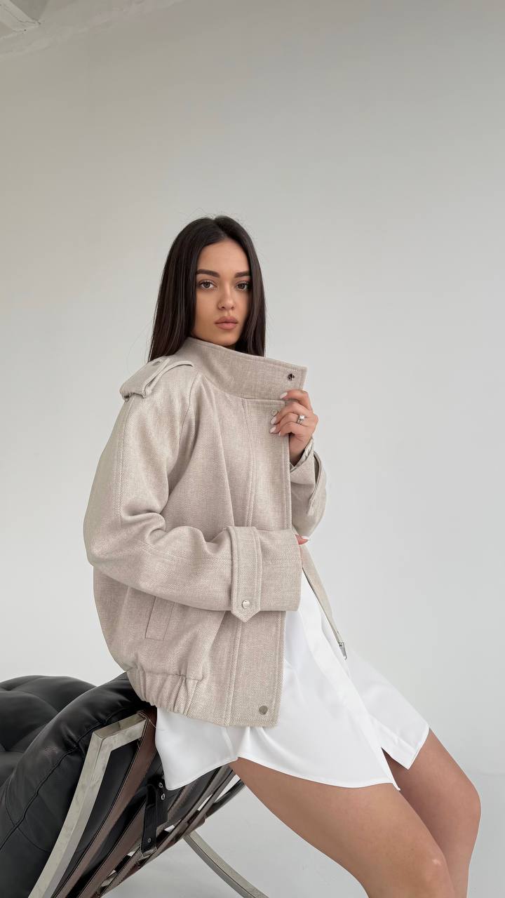 Beige Bomber Jacket
